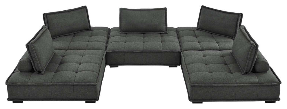 Saunter Tufted Fabric Fabric 5-Piece Sectional Sofa Gray -5210