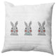 Bunny Triplets Easter Indoor/Outdoor Throw Pillow, Wave Top Blue, 18x18"