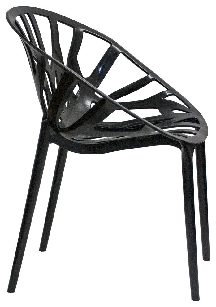 Mod Made Branch Modern Plastic Dining Side Chair, Set of 2, Black