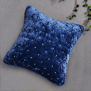 Velvet Dreams Dark Blue Plush Diamond Tufted Bedspread, 26x26