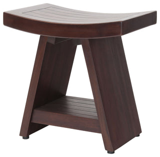 18" Asia Mocha-Shield Teak Shower Bench With Shelf