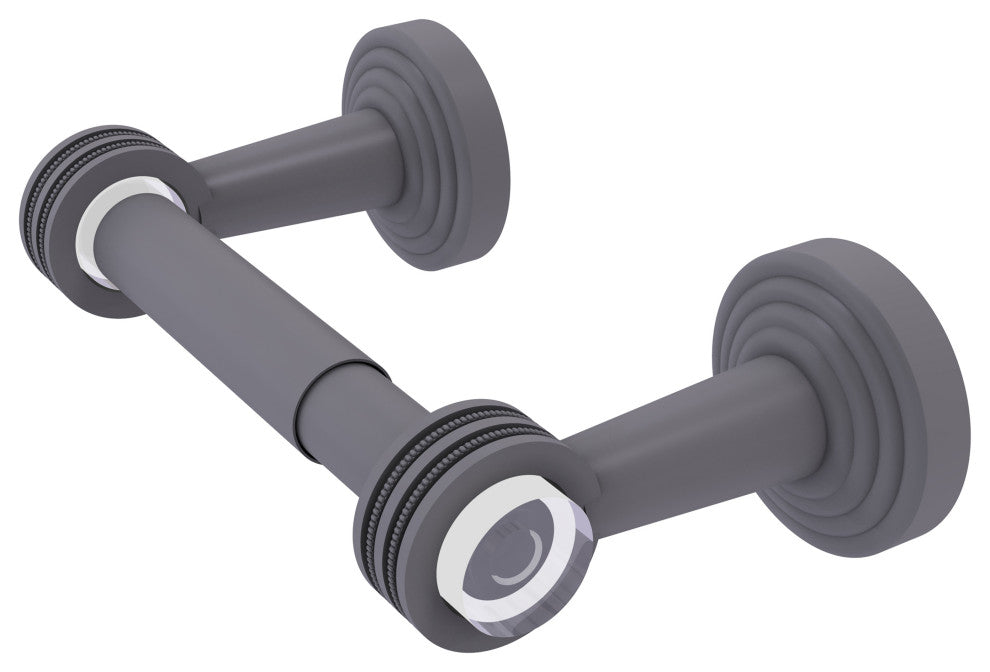Pacific Beach Two Post Dotted Accent Toilet Tissue Holder, Matte Gray