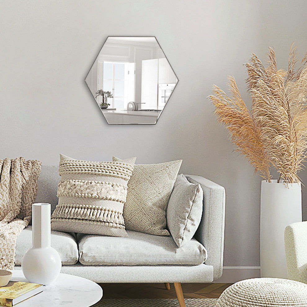 24"x28" Hexagon Frameless Wall Mirror