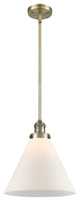 1-Light X-Large Cone 12" Pendant, Antique Brass, Glass: Matte White Cased
