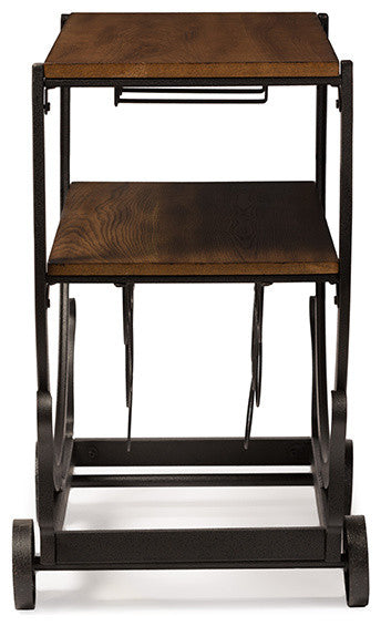 Triesta Antiqued Metal And Wood Wheeled Wine Rack Cart