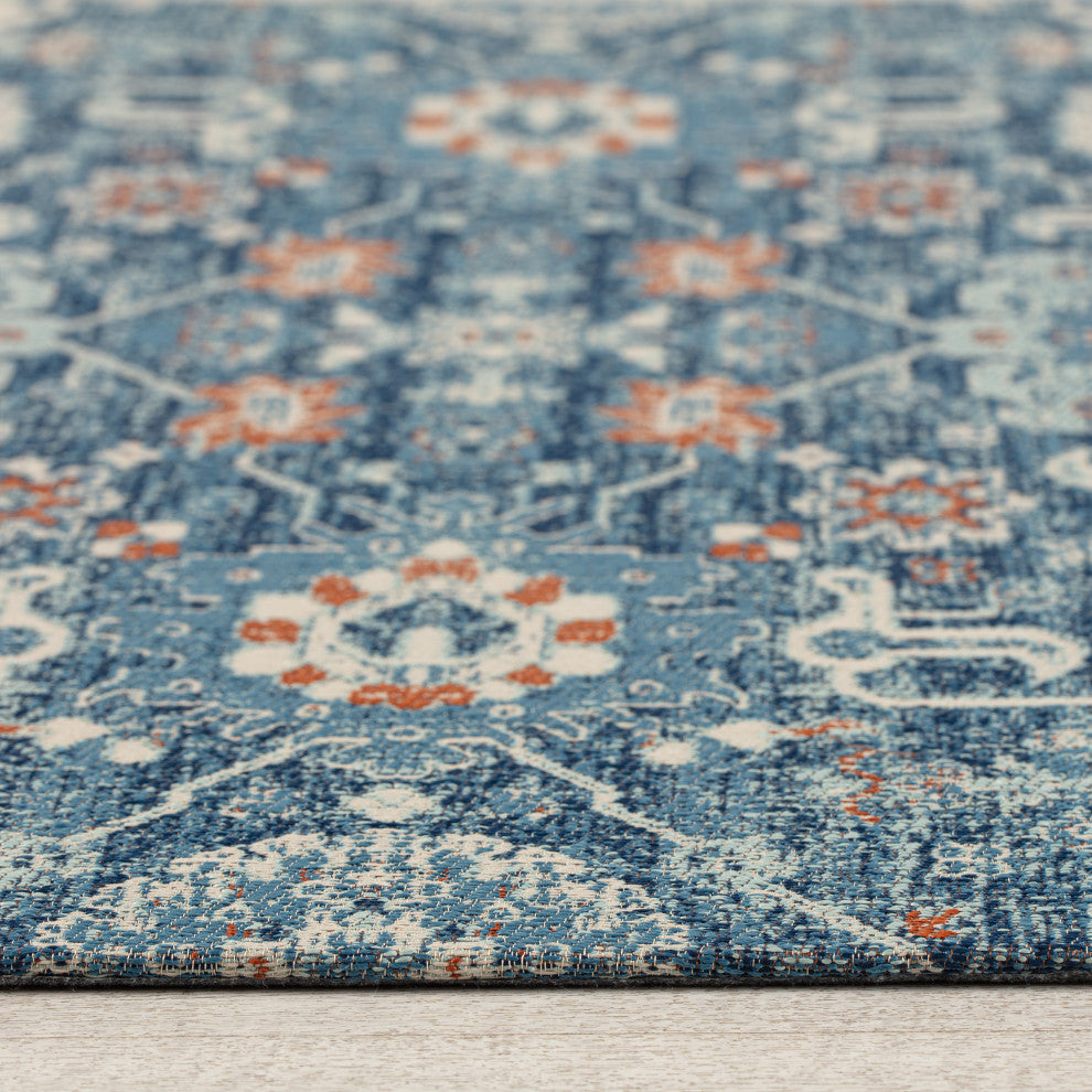 40" x 54" Alta Blue and Ivory 1/2" Rug'd Chair Mat