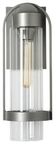 Alcove Small Outdoor Sconce Coastal Burnished Steel Finish, Clear Glass