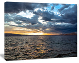 Beautiful Seascape under Cloudy Sky, Modern Seashore Canvas Art, 20"x12"