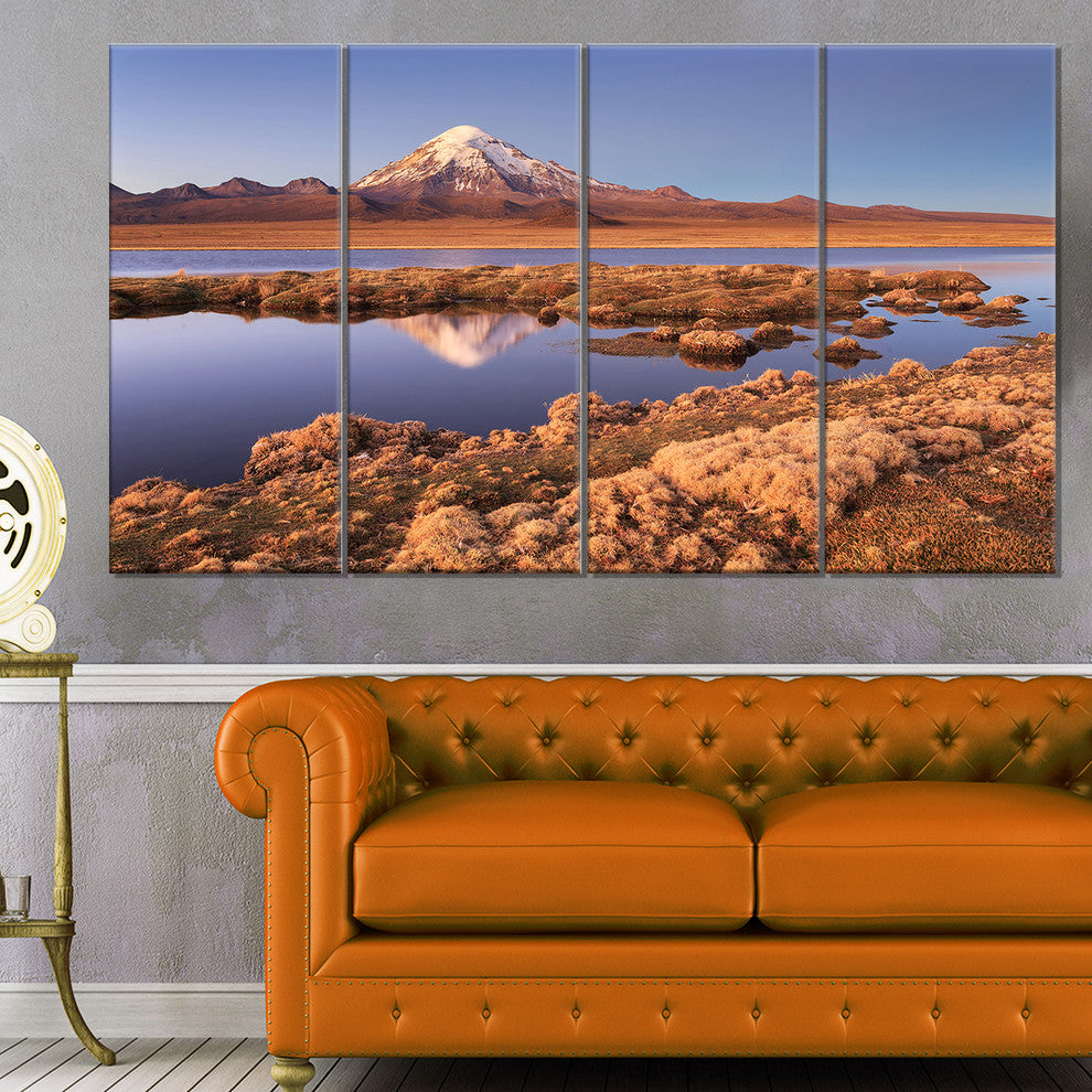 Sajama National Park Bolivia, Large Landscape Canvas Art, 48"x28", 4 Panels