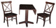 36" Square Dual Drop Leaf Table With 2 X-Back Chairs