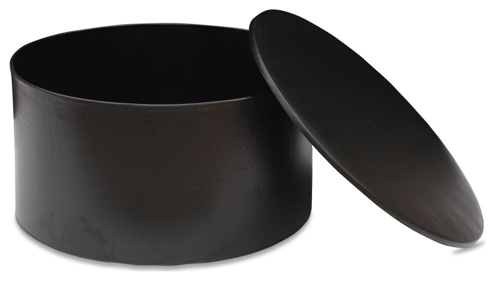 Drum Alevi Black Iron coffee Table with Storage