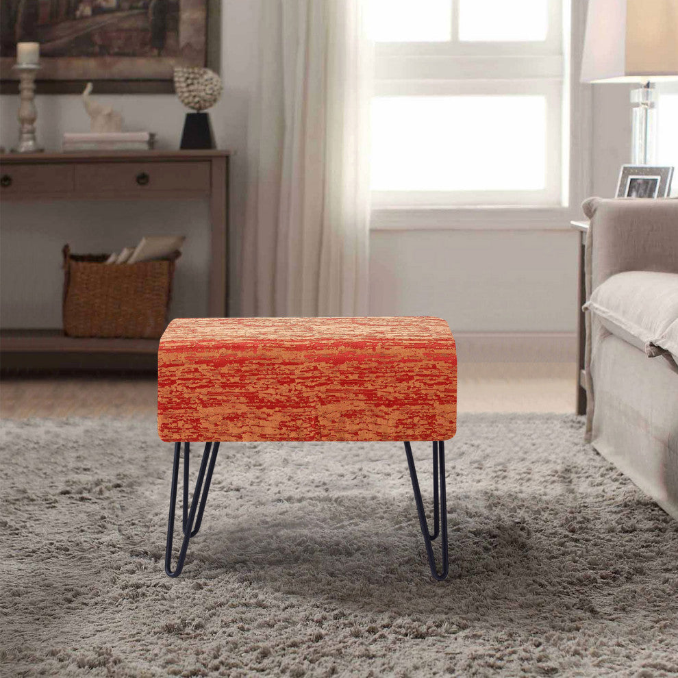 Jacquard Ottoman Ottoman, Burnt Ocre, 19''x13''x17''
