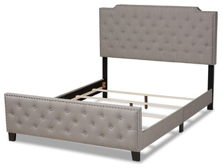 Modern Transitional Grey Fabric Upholstered Button Tufted King Size Panel Bed