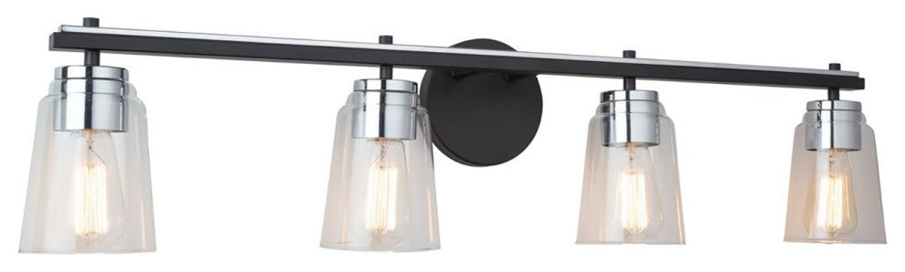 Essex - Bathroom Vanity - Black/Chrome - 4-Light