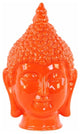 Ceramic Buddha Head Figurine with Pointed Ushnisha, Glossy Orange