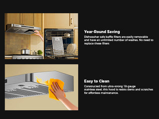 36 In. 500 CFM Ducted Under Cabinet Range Hood With Soft Touch Controls