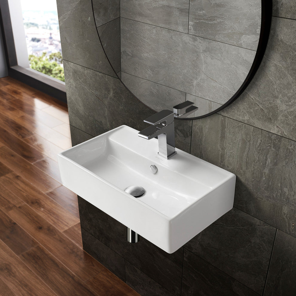 Claire Ceramic Wall Hung Sink, Glossy White