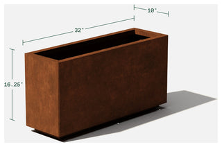 Metallic Series Corten Steel Long Box Planter, Medium