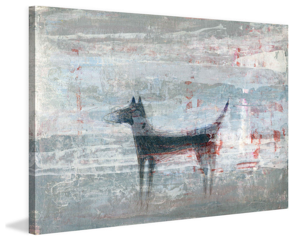 "Dark Dog" Painting Print on Wrapped Canvas, 30"x20"