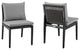 Cayman Outdoor Patio Dining Chairs in Aluminum with Gray Cushions - Set of 2