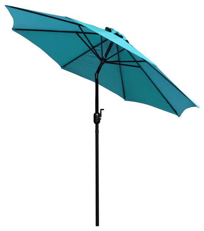 3 Pc Patio Table Set -30" x 48" Square Teak Patio Table w/Umbrella & Base, Teal