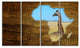 Africa Wildlife Map Design, Abstract Canvas Artwork, 48"x28", 4 Panels