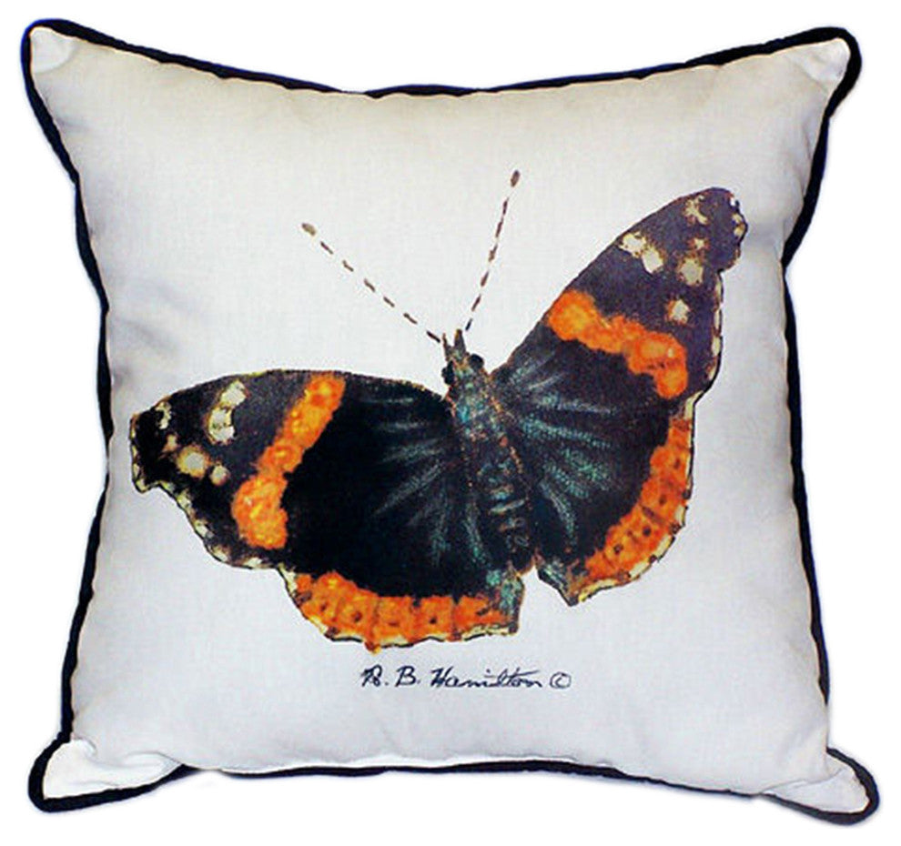 Betsy Drake Red Admiral Butterfly Extra Large 22 X 22 Indoor / Outdoor Pillow