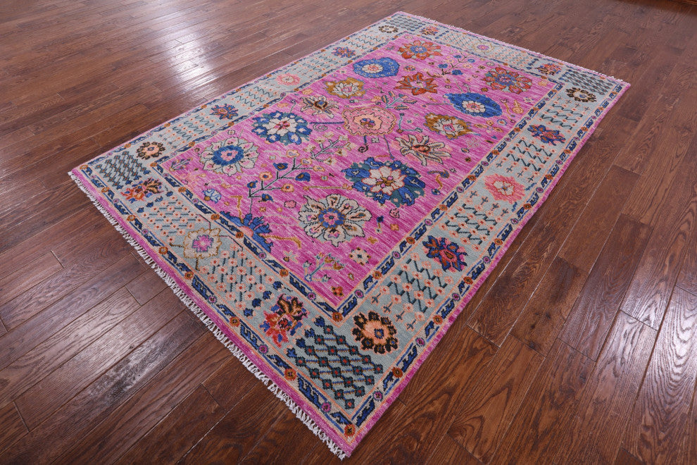 Hand-Knotted Turkish Oushak Wool Rug 5' 11" X 8' 11" - Q15462