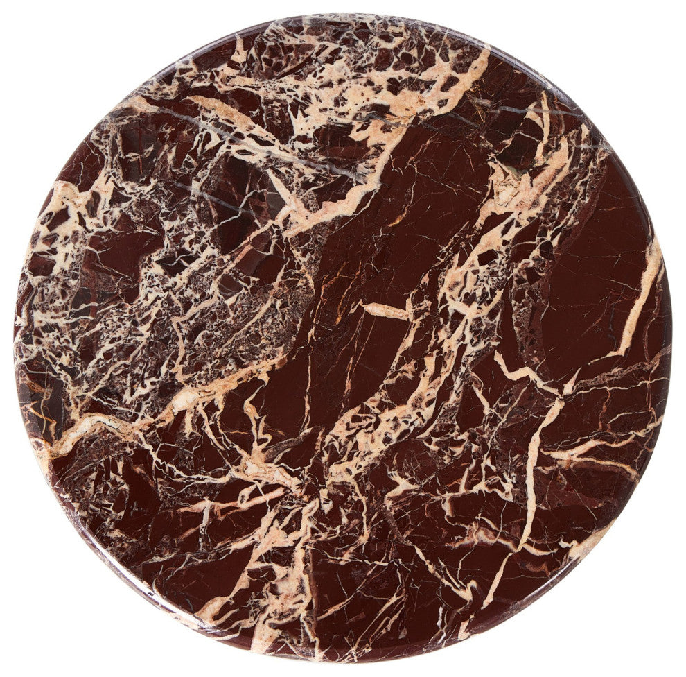 Reeves End Table, Garnet Marble-Dark Brass