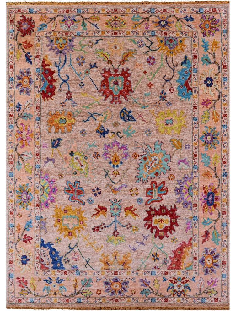 10' 3" X 13' 8" Hand-Knotted Turkish Oushak Wool Rug - Q13533