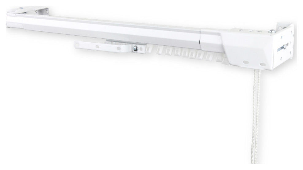 White Heavy Duty Traverse Rod, One Way Cord Right 84-156"