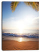 Deserted Beach with Palm Leaves, Large Seashore Canvas Print, 30"x40"