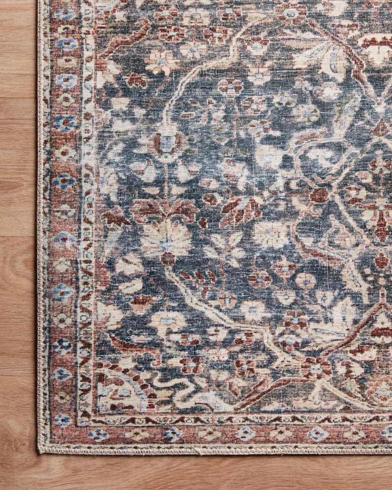 Chris Loves Julia x Loloi Jules Denim/Spice 2'-6" x 9'-6" Area Rug