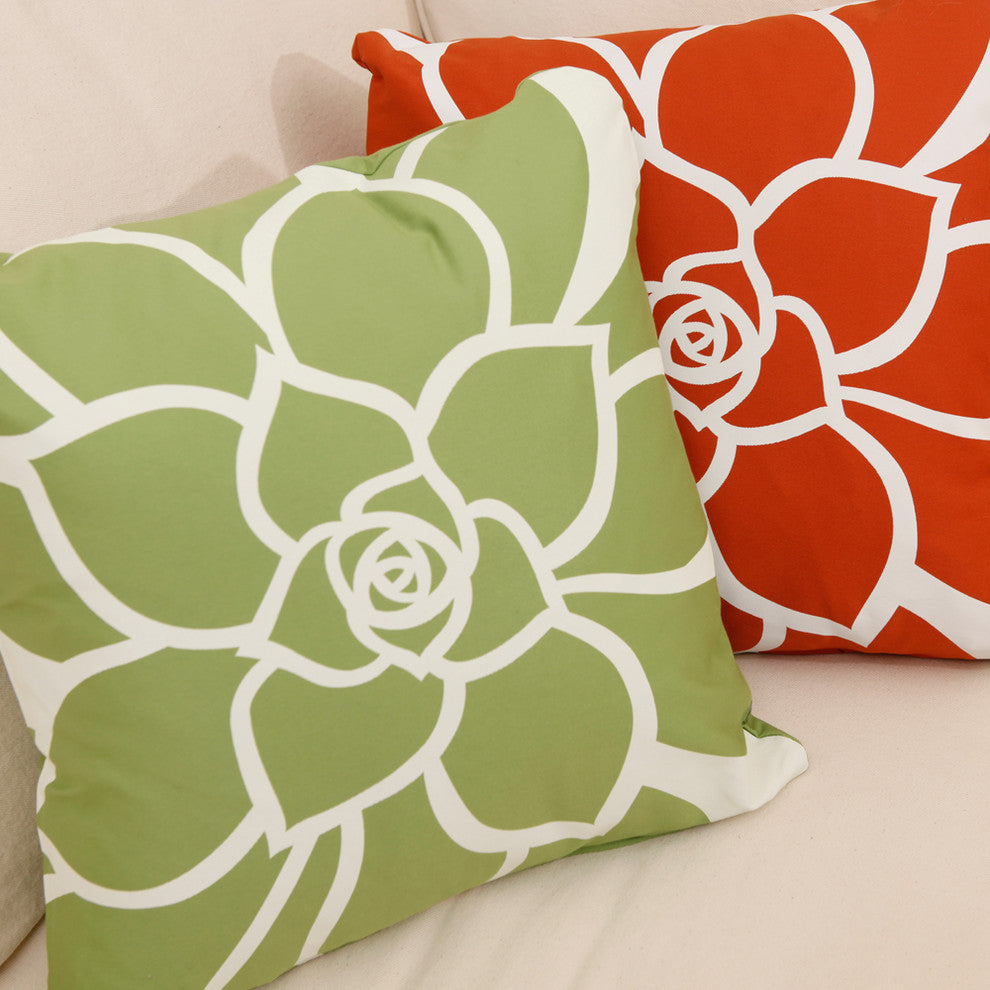 Bloom Organic Cotton Floral Throw Pillow Cover, Apple Green