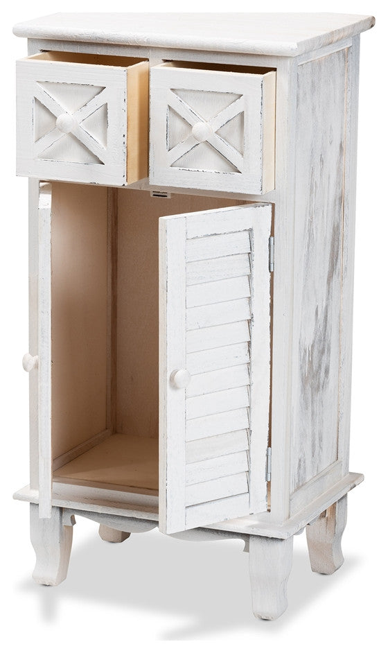 Classic and Traditional Antique White Finished Wood 3-Drawer Storage Unit
