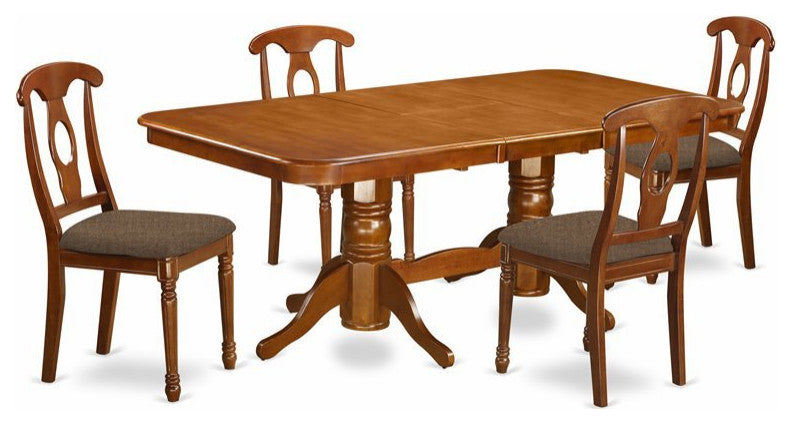 5 Piece Dining Table Set For 4-Oval Table With Leaf And 4 Kitchen Dining Chairs