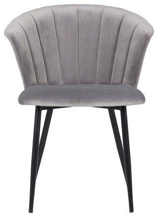 Lulu Contemporary Dining Chair in Black Powder Coated Finish and Grey Velvet