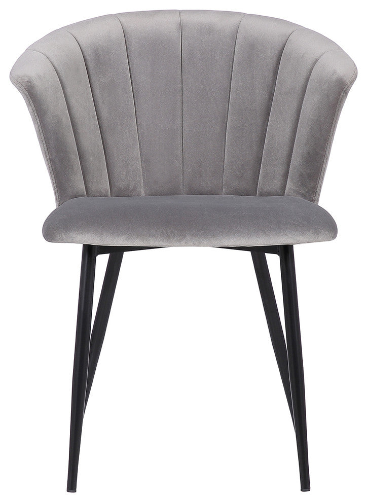 Lulu Contemporary Dining Chair in Black Powder Coated Finish and Grey Velvet