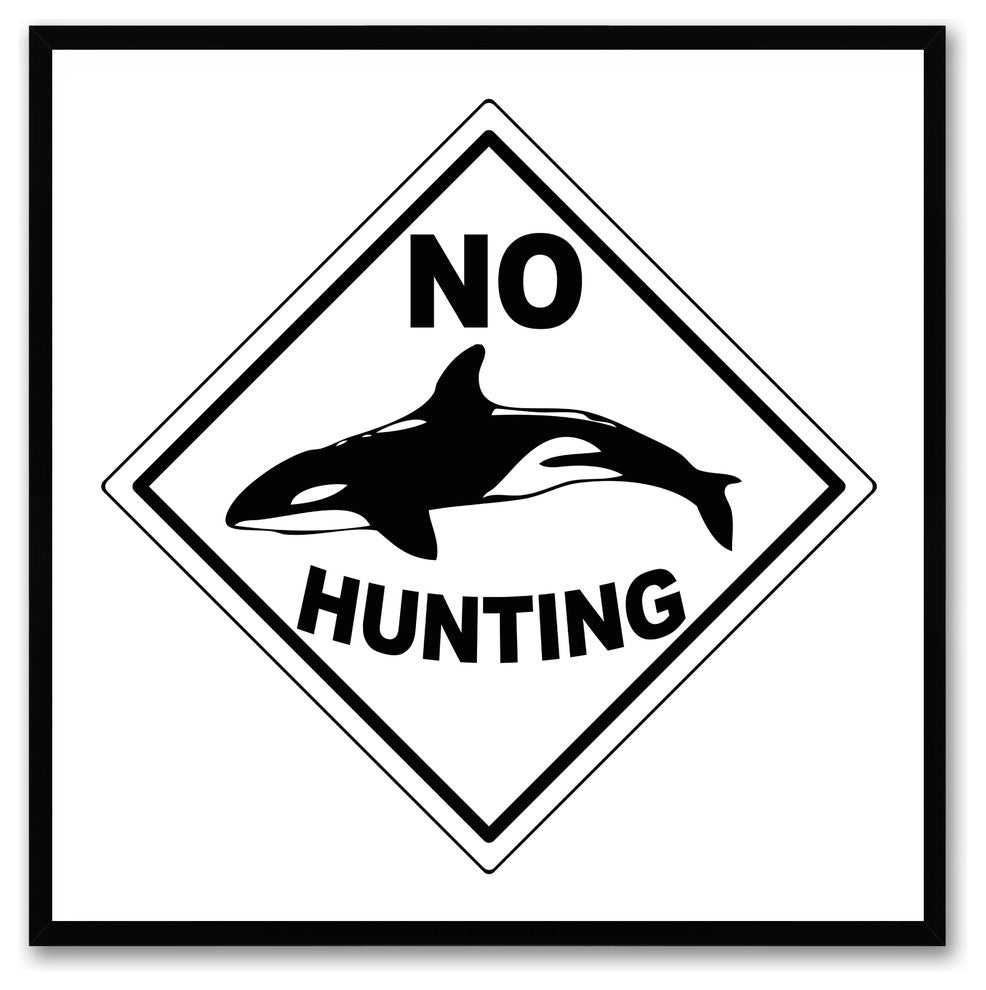 "No Hunting" Sign White Canvas Print, Custom Picture Frame, 15"x15"