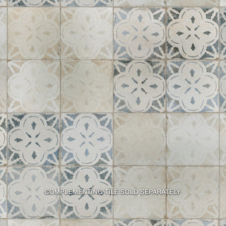 Kings Aurora Encaustic Ceramic Floor and Wall Tile, White, Sample