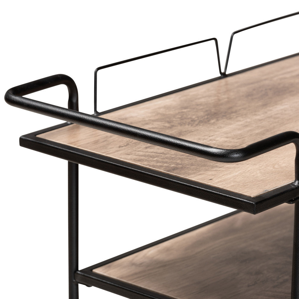 Tianna Wood and Metal Mobile Wine Cart