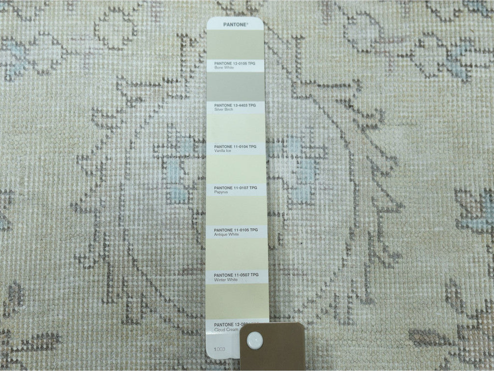 Vintage White Wash Tabriz Worn Wool Hand-Knotted Oriental Rug, 6'3"x9'5"