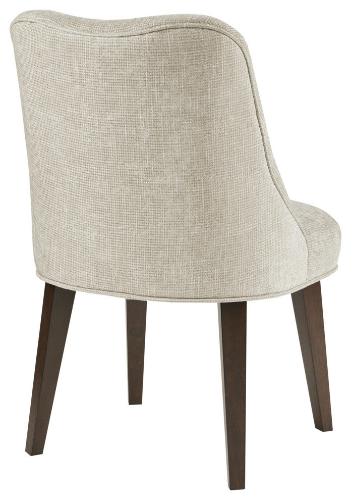 Martha Stewart Holls Round Piping Curved Back Side Dining Chair, Beige, Set of 2