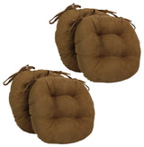 16" Solid Micro Suede Round Tufted Chair Cushions, Set of 4, Saddle Brown