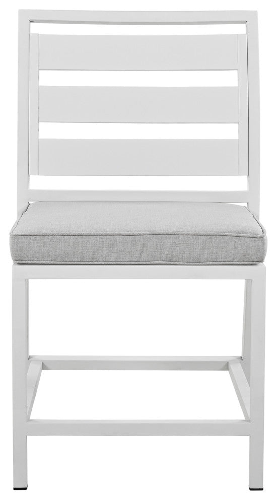 5-Piece Outdoor Steel Patio Dining Set with table and four chairs, White