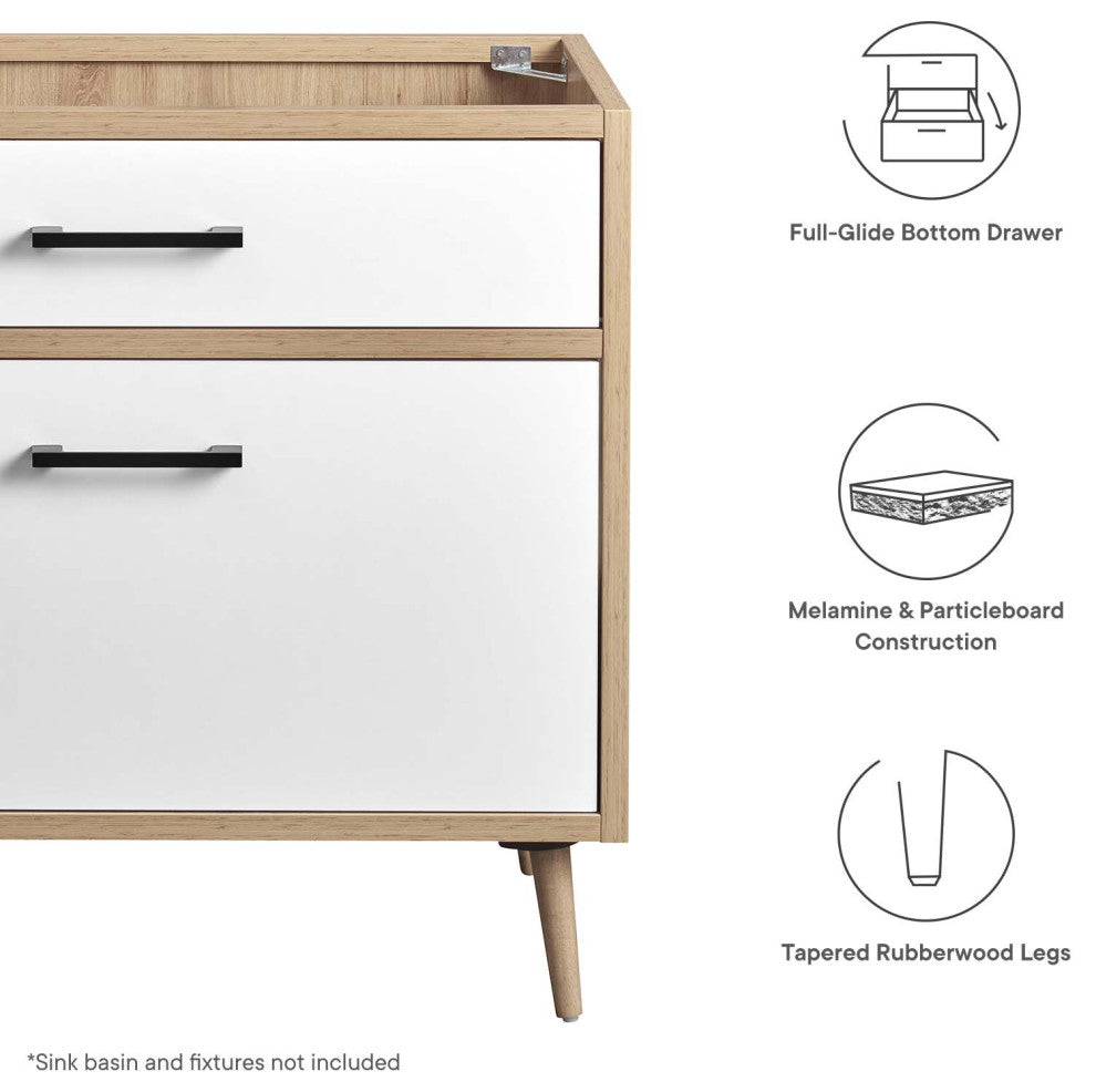 Maverick 36" Bathroom Vanity Cabinet, Sink Basin Not Included, Oak White