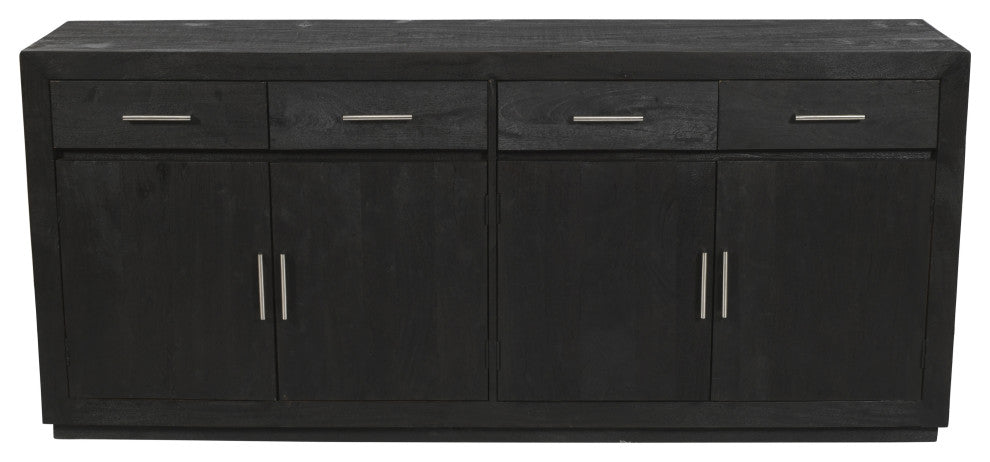 Fernious 4 Drawer 4 Door Sideboard, Dark Gray on Mango Solid Wood