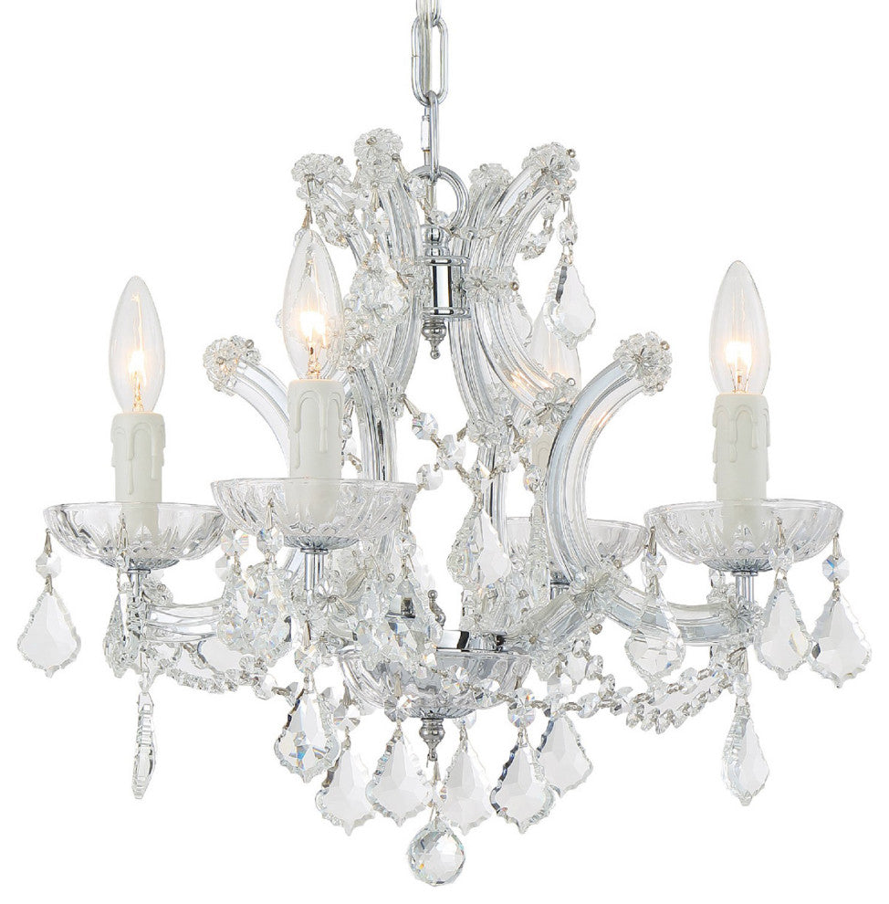 Crystorama 4474-CH-CL-I, 4-Light Mini Chandelier, Polished Chrome