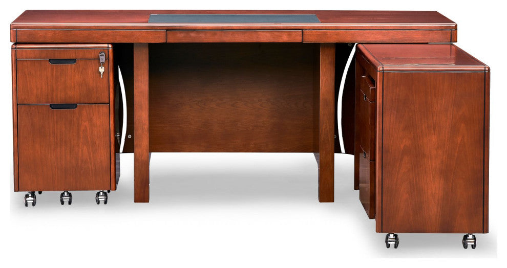 70"� Modern Quincy Light Cherry Wood Desk Rolling Return Storage Keyboard Tray