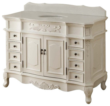 48" Antique-Style White Morton Bathroom Sink Vanity W/mirror